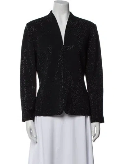 Pre-owned St John Wool Printed Evening Jacket In Black