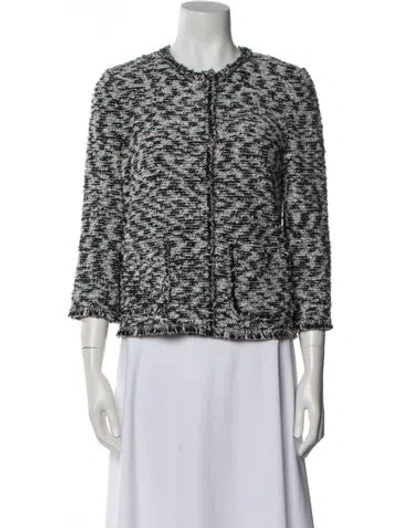 Pre-owned St John Wool Printed Evening Jacket In Black