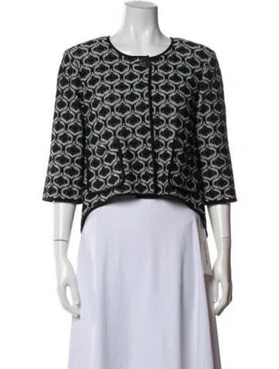 Pre-owned St John Wool Printed Evening Jacket In Black