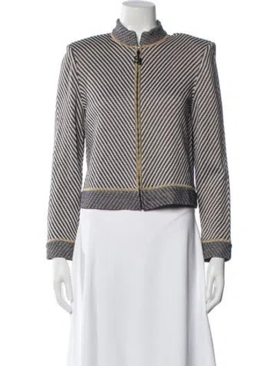 Pre-owned St John Wool Printed Evening Jacket In Black