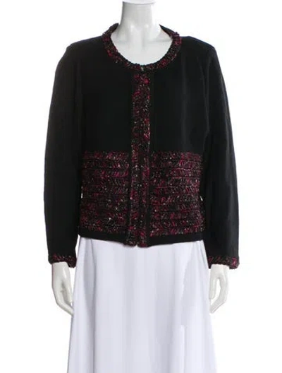 Pre-owned St John Wool Printed Evening Jacket In Black