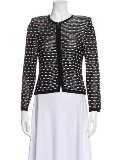 Pre-owned St John Wool Printed Evening Jacket In Black