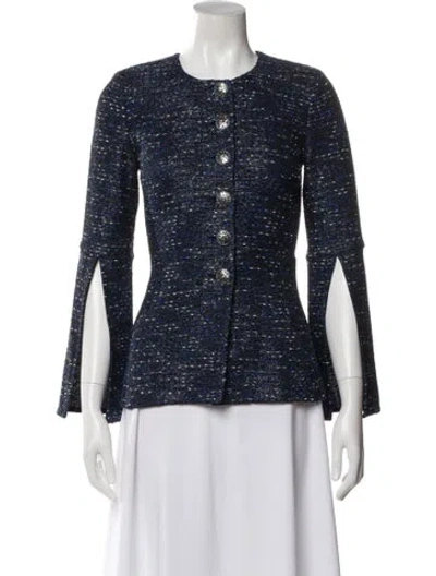 Pre-owned St John Wool Printed Evening Jacket In Blue