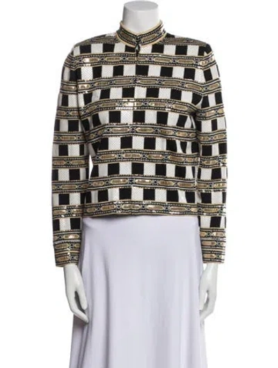 Pre-owned St John Wool Printed Evening Jacket In Multi