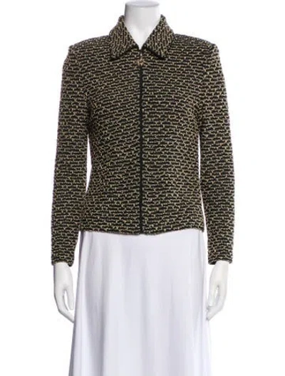 Pre-owned St John Wool Printed Evening Jacket In Multi