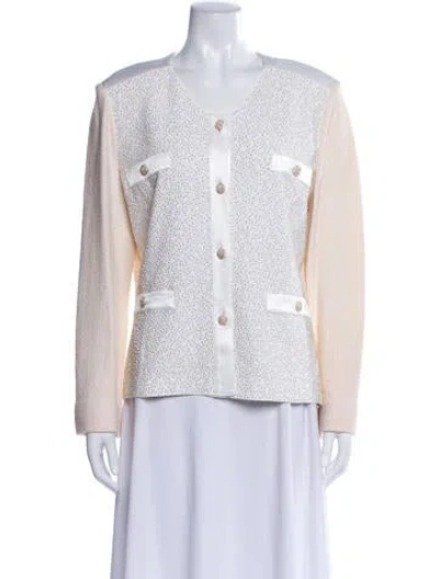 Pre-owned St John Wool Printed Evening Jacket In Neutral