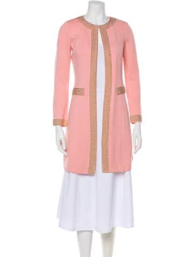 Pre-owned St John Wool Printed Evening Jacket In Pink