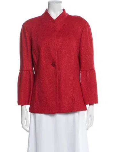 Pre-owned St John Wool Printed Evening Jacket In Red