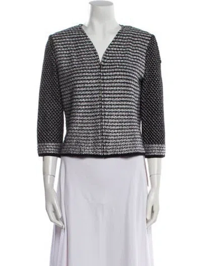 Pre-owned St John Wool Printed Evening Jacket W/ Tags In Black