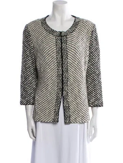 Pre-owned St John Wool Printed Evening Jacket In White