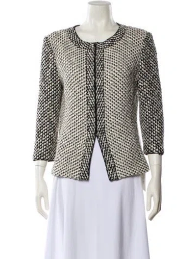 Pre-owned St John Wool Printed Evening Jacket In White