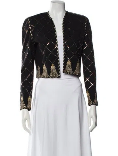 Pre-owned St John Wool Printed Evening Jacket In White