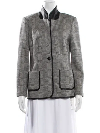 Pre-owned St John Wool Printed Evening Jacket In White