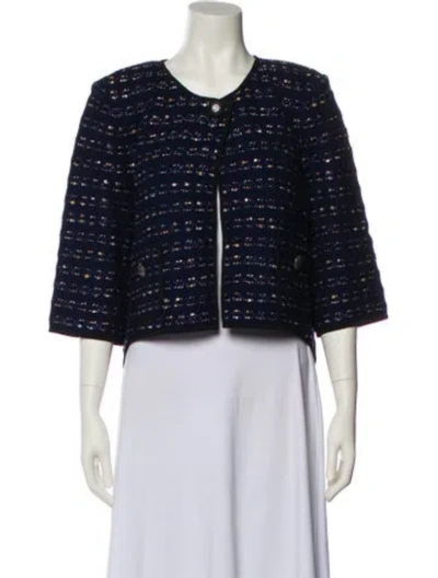 Pre-owned St John Wool Printed Jacket In Blue