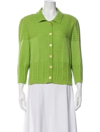 Pre-owned St John Wool Printed Jacket In Green