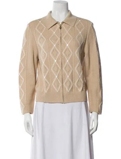 Pre-owned St John Wool Printed Jacket In Neutral