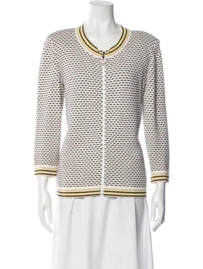 Pre-owned St John Wool Printed Jacket In White