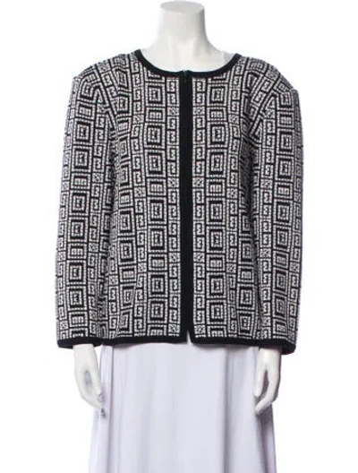 Pre-owned St John Wool Printed Jacket In White