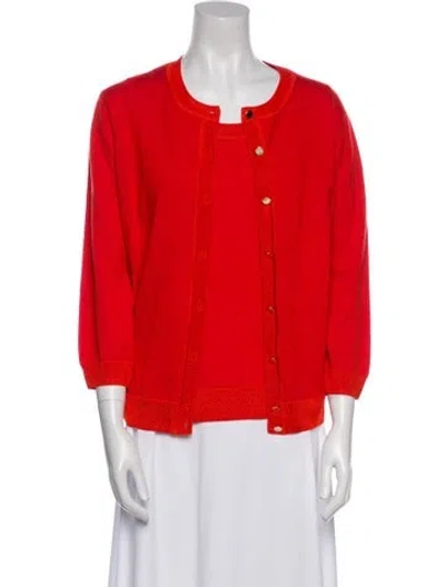 Pre-owned St John Wool Printed Set In Red