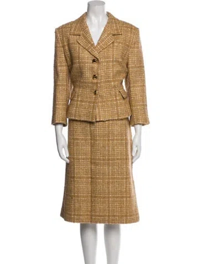 Pre-owned St John Wool Printed Skirt Suit W/ Tags