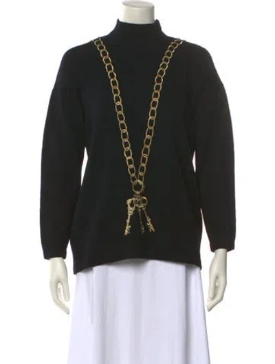 Pre-owned St John Wool Printed Sweater In Black