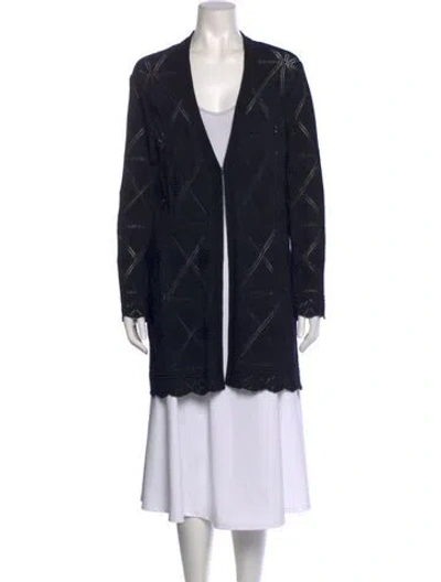 Pre-owned St John Wool Printed Sweater In Black