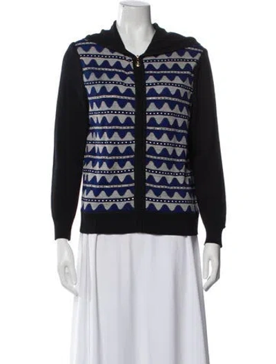 Pre-owned St John Wool Printed Sweater In Blue