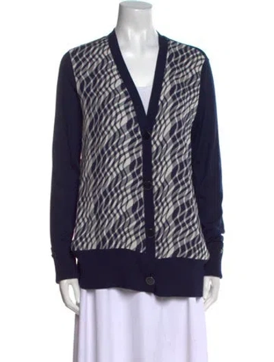 Pre-owned St John Wool Printed Sweater In Blue
