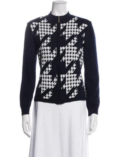 Pre-owned St John Wool Printed Sweater In Blue