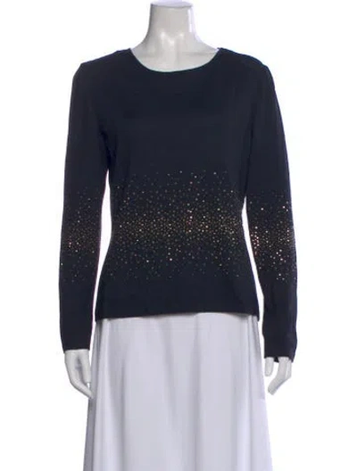 Pre-owned St John Wool Printed Sweater In Blue