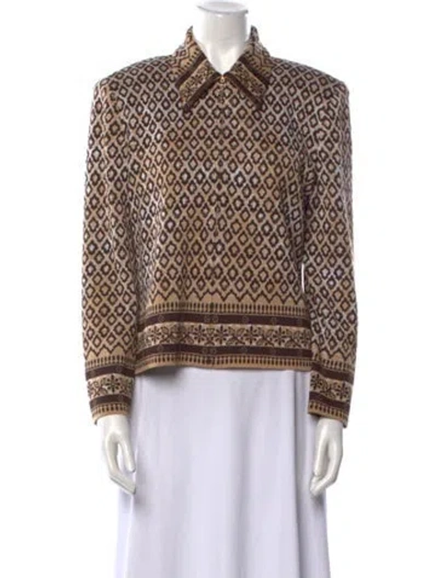 Pre-owned St John Wool Printed Sweater In Brown