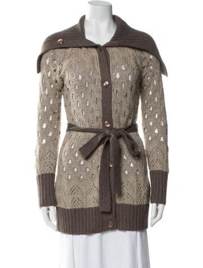 Pre-owned St John Wool Printed Sweater In Brown