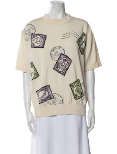 Pre-owned St John Wool Printed Sweater In Neutral