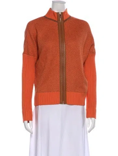 Pre-owned St John Wool Printed Sweater In Orange