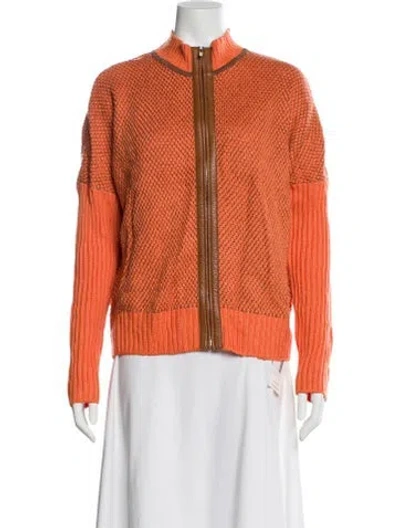 Pre-owned St John Wool Printed Sweater In Orange