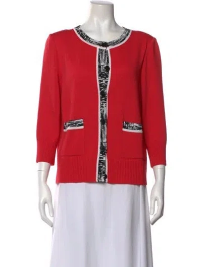 Pre-owned St John Wool Printed Sweater In Pink