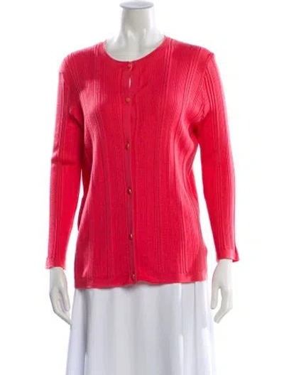 Pre-owned St John Wool Printed Sweater In Red