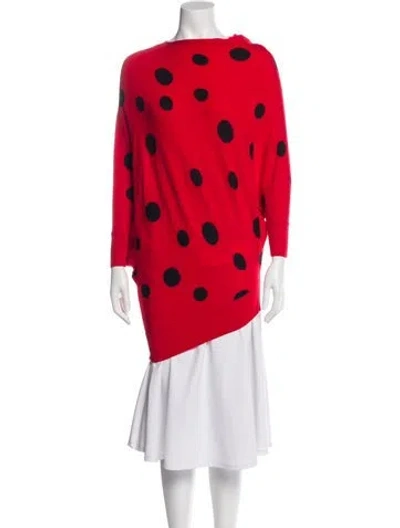 Pre-owned St John Wool Printed Sweater In Red