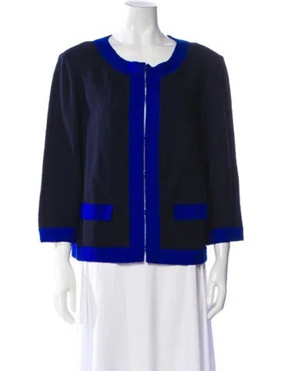 Pre-owned St John Wool Printed Sweater W/ Tags In Blue