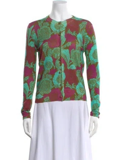 Pre-owned St John Wool Printed Sweater W/ Tags In Green