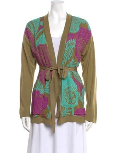 Pre-owned St John Wool Printed Sweater W/ Tags In Green
