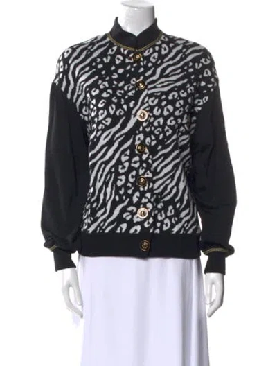 Pre-owned St John Wool Printed Sweater In White