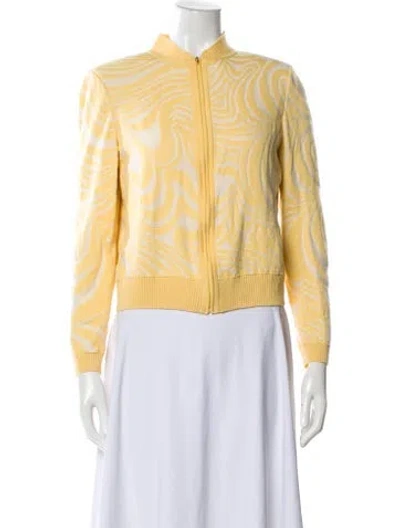 Pre-owned St John Wool Printed Sweater In Yellow