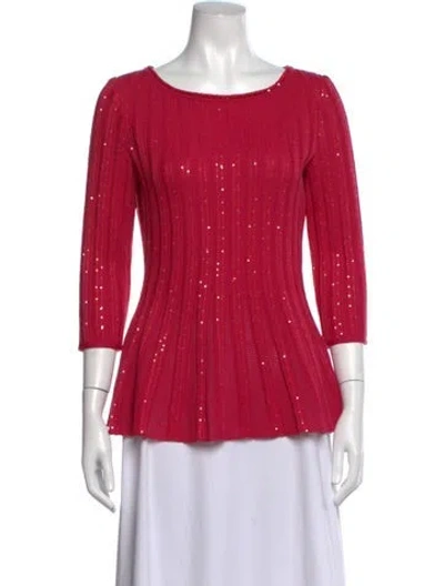 Pre-owned St John Wool Printed Top W/ Tags In Pink