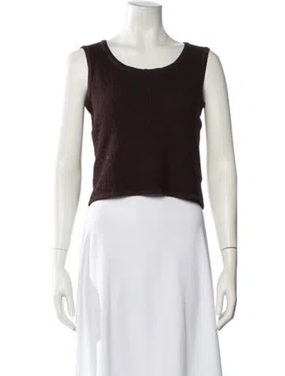 Pre-owned St John Wool Scoop Neck Crop Top In Brown