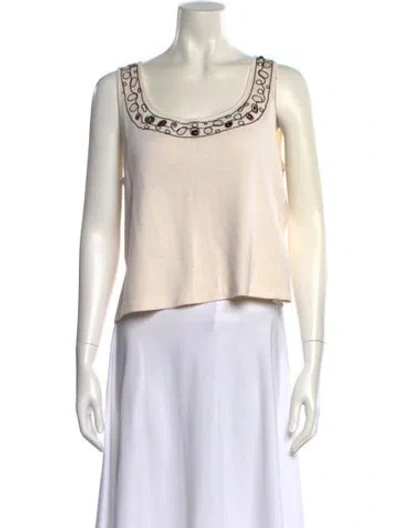 Pre-owned St John Wool Scoop Neck Crop Top In Neutral
