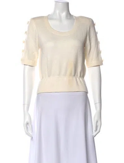 Pre-owned St John Wool Scoop Neck Crop Top In Neutral