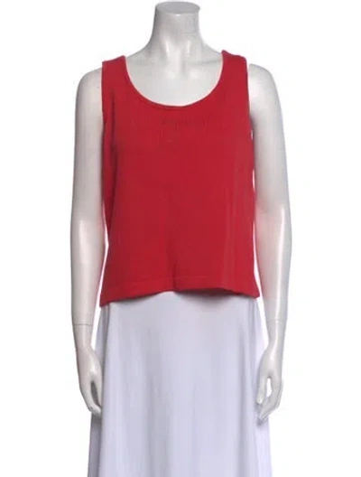 Pre-owned St John Wool Scoop Neck Crop Top In Red