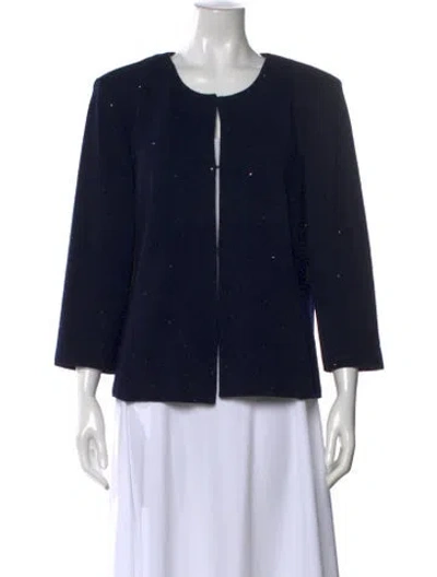 Pre-owned St John Wool Scoop Neck Sweater In Black