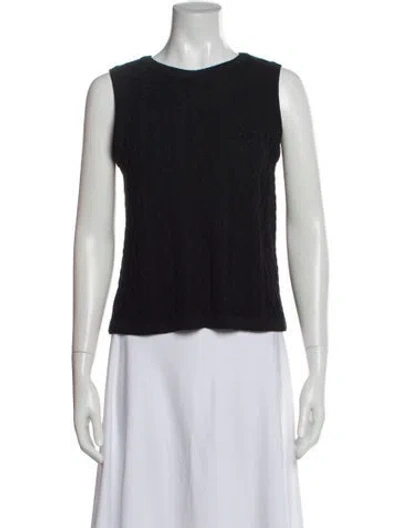 Pre-owned St John Wool Scoop Neck Sweater In Black